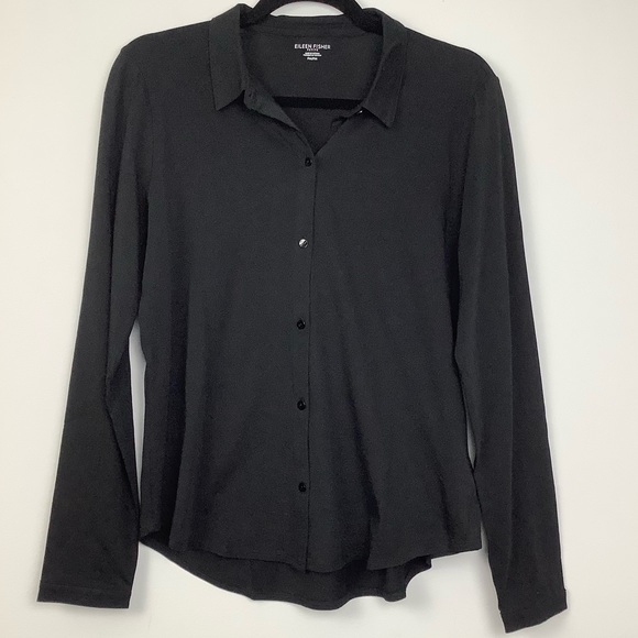 NWT Eileen Fisher Easy Jersey Classic Collar Shirt - Picture 2 of 4